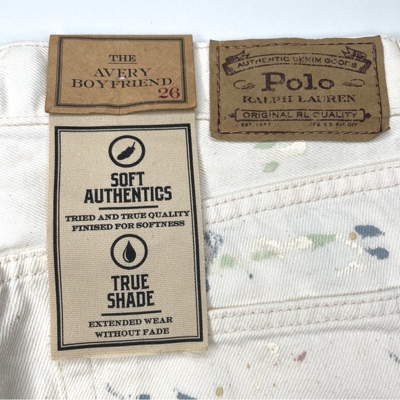 Polo Ralph Lauren Avery Boyfriend White Paint Splatter Jeans - Picture 15 of 15